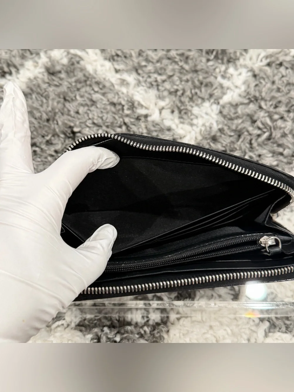 Preloved Christian Dior Black Patent Leather Diorissimo Embossed Long Zip Wallet